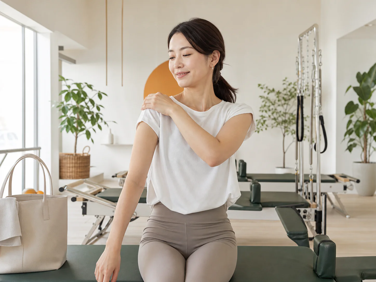忙しくても腰痛や肩こりに悩まされないをイメージした日本人女性